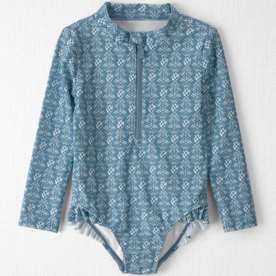 Toddler Girl Recycled Rashguard Swimsuit in Bloom Lagoon