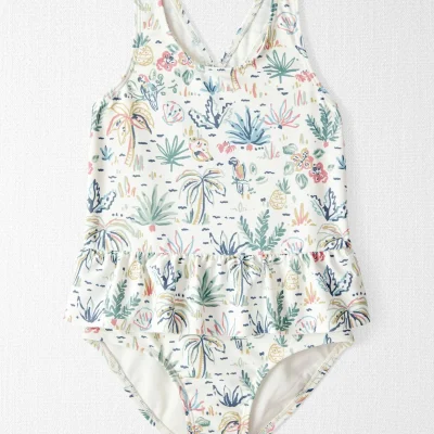 Toddler Girl Recycled Swimsuit in Tropical Paradise