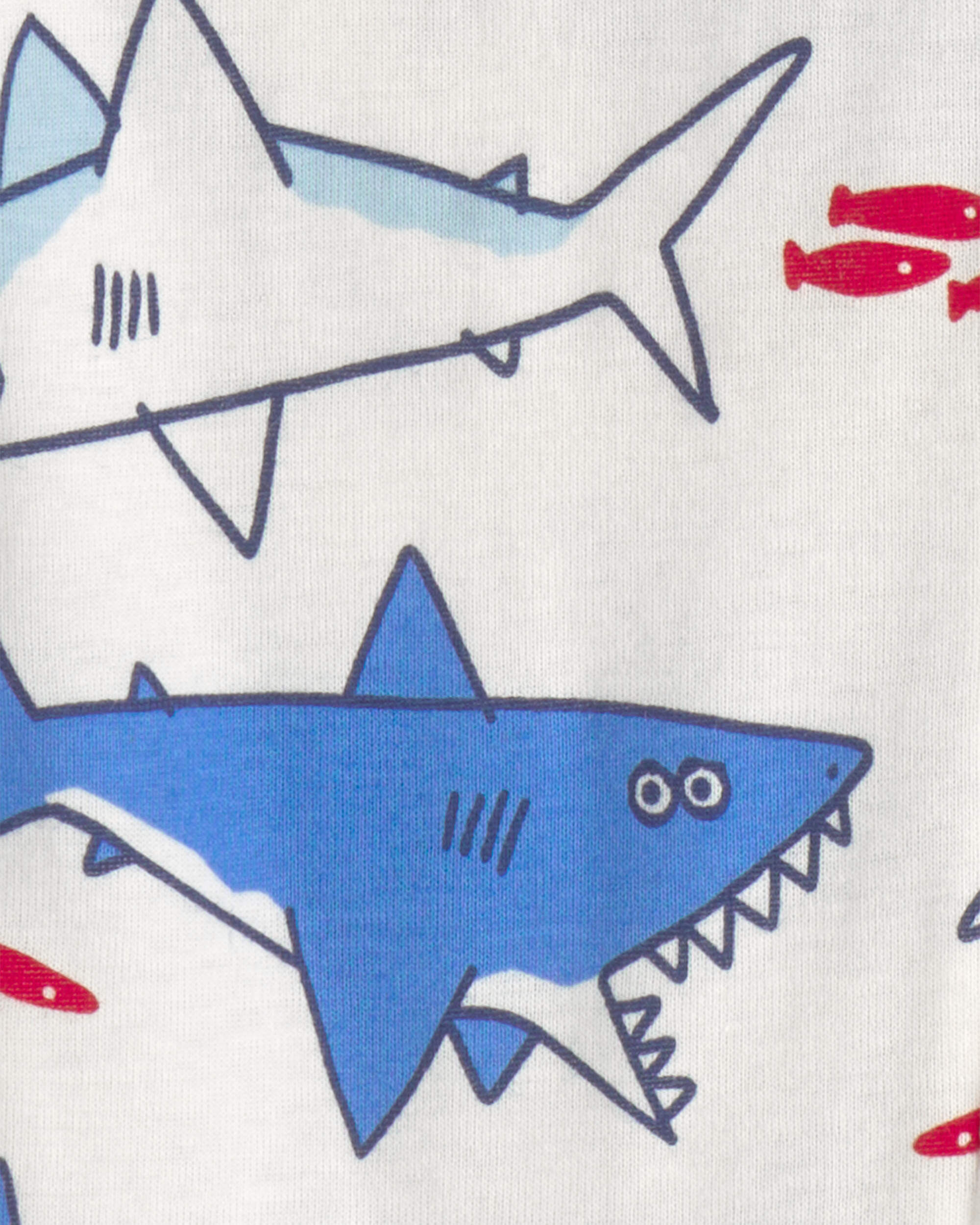 Toddler Boy Shark 100% Cotton Snug Fit 1-Piece Pajama - Ivory - Image 3