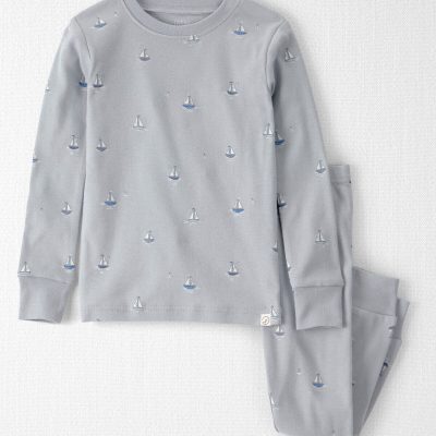 Toddler 2-Piece Organic Cotton Ribbed Pajama Set in Sail Away Print