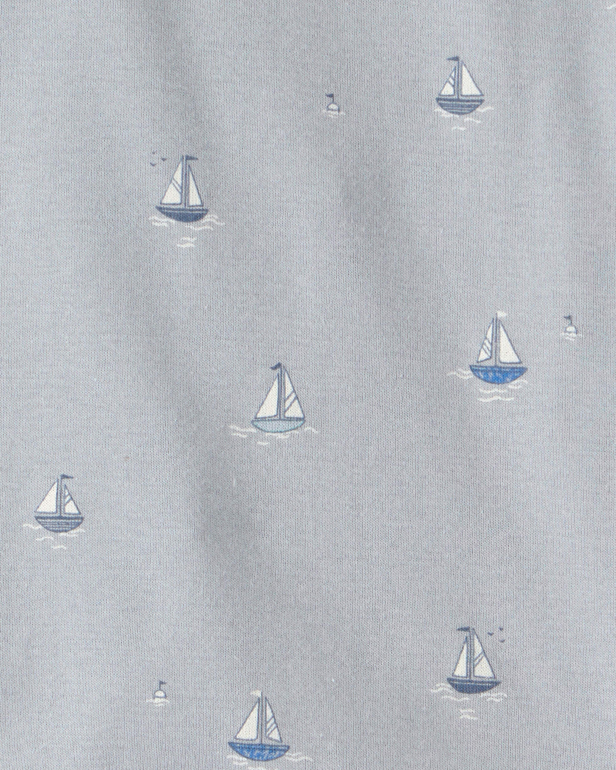 Toddler 2-Piece Organic Cotton Ribbed Pajama Set in Sail Away Print - Image 4