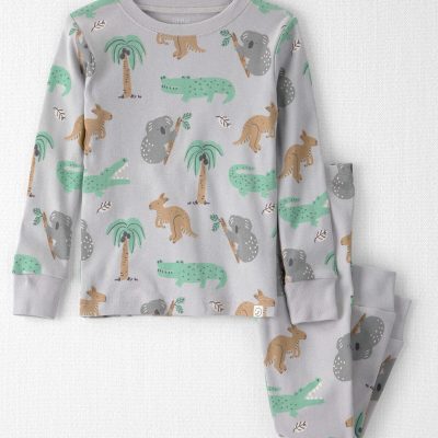 Toddler 2-Piece Organic Cotton Ribbed Pajama Set in Aussie Friends Print