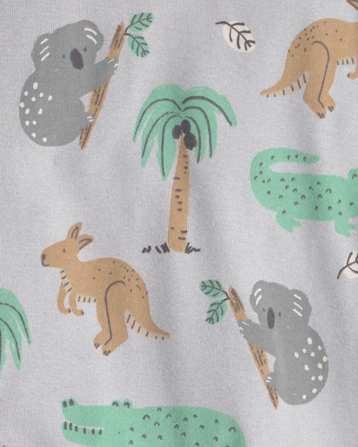 Toddler 2-Piece Organic Cotton Ribbed Pajama Set in Aussie Friends Print - Image 3