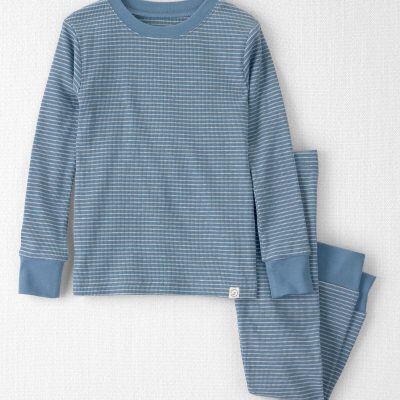 Toddler 2-Piece Organic Cotton Ribbed Pajama Set in Stripes
