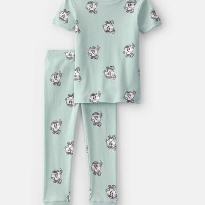 Toddler Soccer 100% Cotton Short-Sleeve Snug Fit 2-Piece Pajama Set - Green