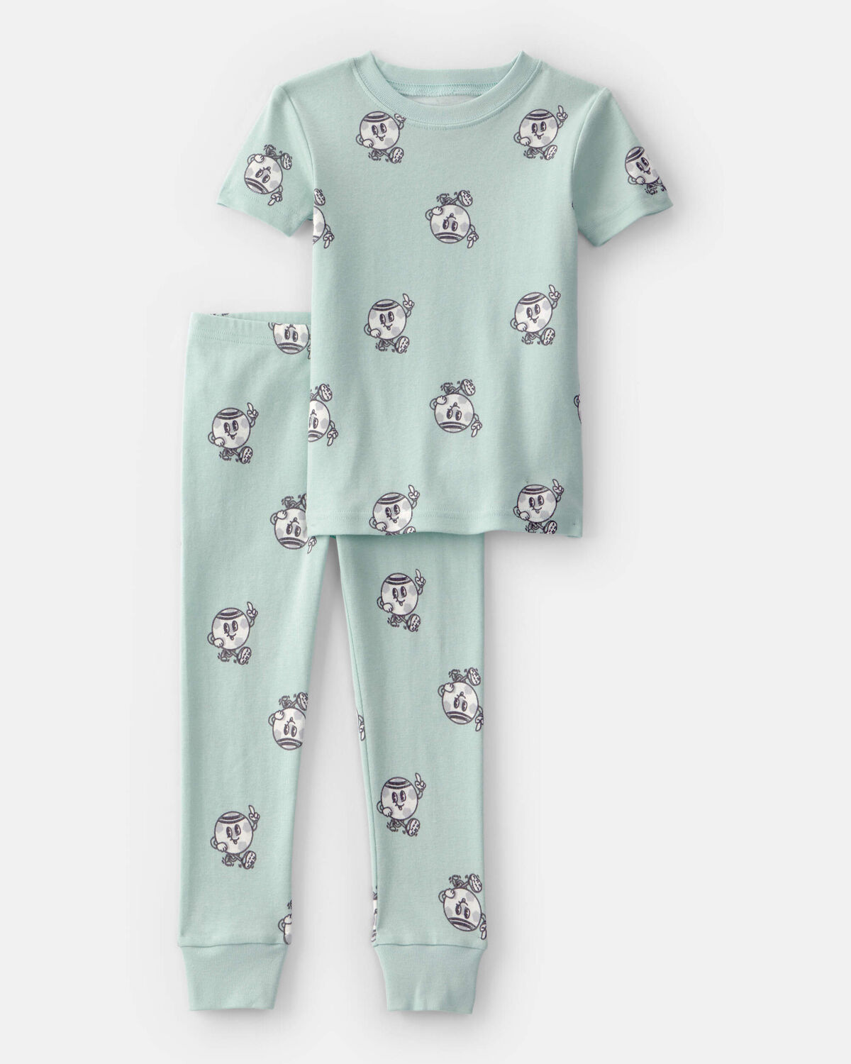 Toddler Soccer 100% Cotton Short-Sleeve Snug Fit 2-Piece Pajama Set - Green
