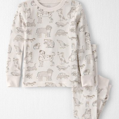 Toddler 2-Piece Organic Cotton Ribbed Pajama Set in Pet Print