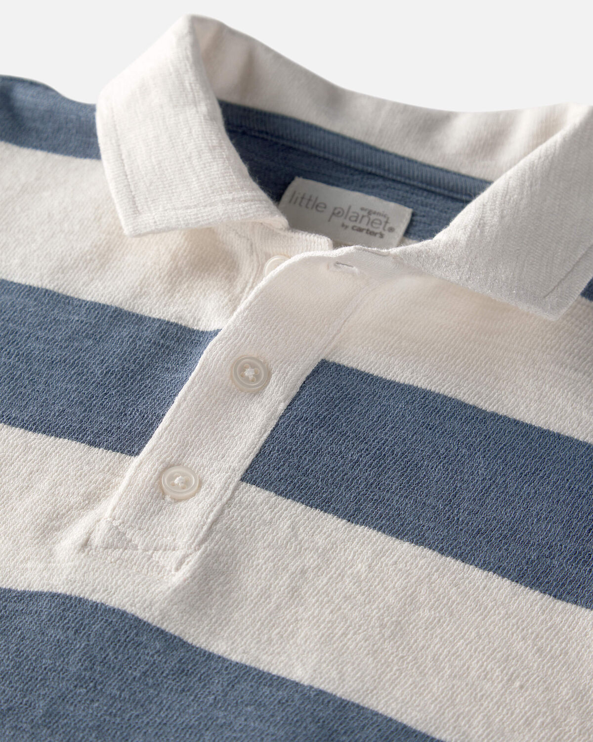 Toddler Boy Polo Shirt Made with Organic Cotton in Stripes - Image 2