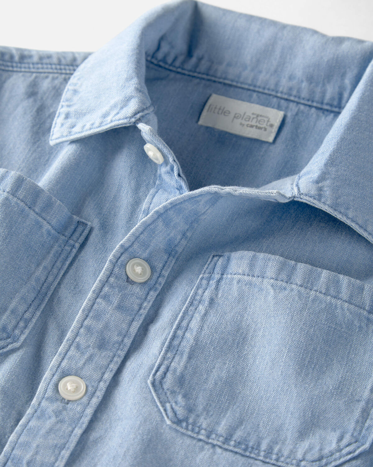 Toddler Boy Organic Cotton Chambray Button-Down Top - Image 2