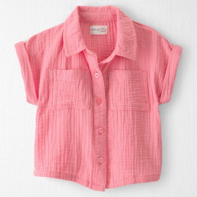 Toddler Girl Organic Cotton Gauze Button-Down Top