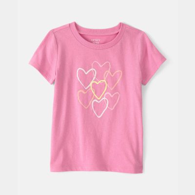 Toddler Girl Heart Graphic Tee - Pink