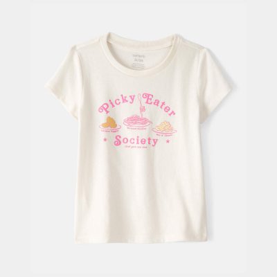 Toddler Girl 'Picky Eater' Graphic Tee - Cream