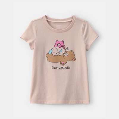 Toddler Girl 'Cuddle Puddle' Bear Graphic Tee - Tan