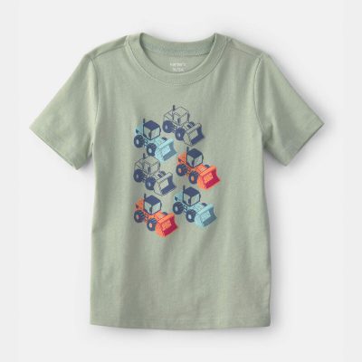 Toddler Boy Construction Digger Graphic Tee - Green