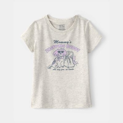 Toddler Girl 'Mommy's Shopping Buddy' Graphic Tee - Grey