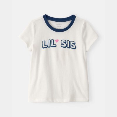 Toddler Girl 'Lil Sis' Graphic Tee - Ivory