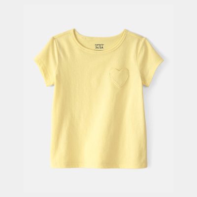 Toddler Girl Heart Pocket Top - Yellow