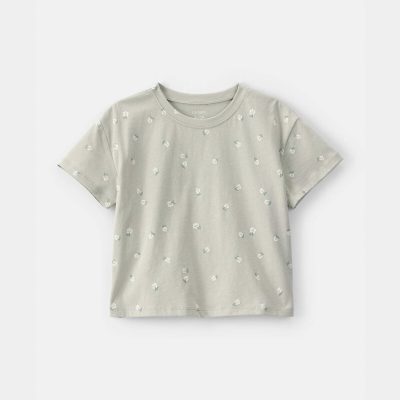 Toddler Girl Floral Relaxed Top - Green