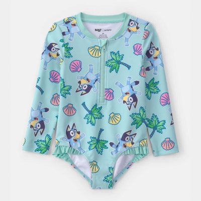 Toddler Girl 1-Piece Bluey™ Rashguard Swimsuit - Blue
