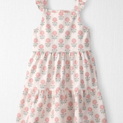 Toddler Girl Organic Cotton Tiered Dress in Rosebud Petal Print