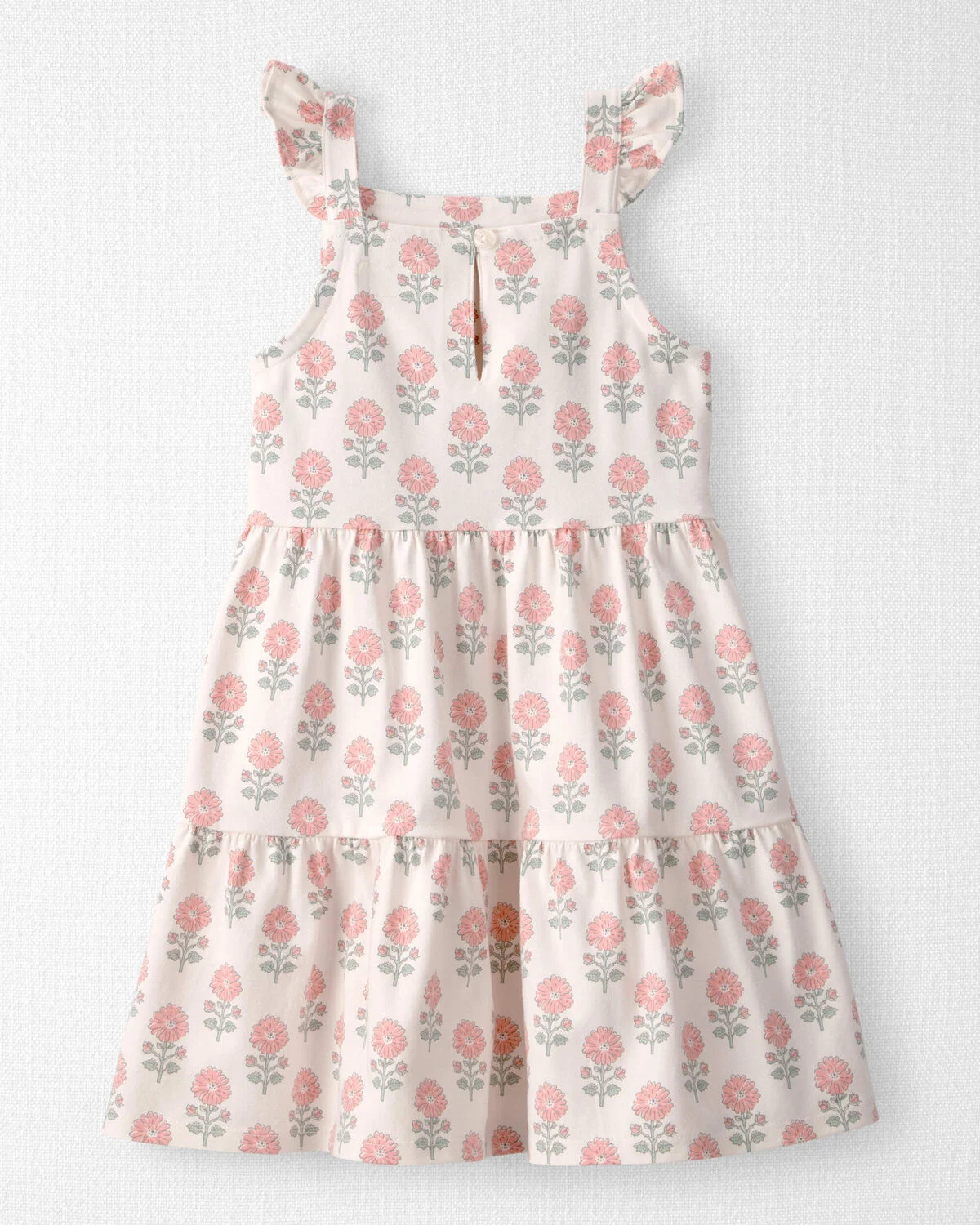 Toddler Girl Organic Cotton Tiered Dress in Rosebud Petal Print - Image 2