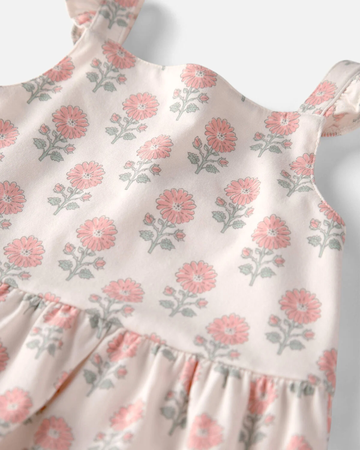 Toddler Girl Organic Cotton Tiered Dress in Rosebud Petal Print - Image 3