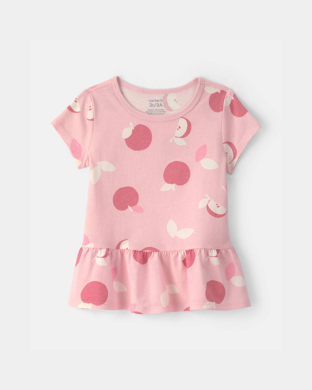 Toddler Girl Apple Relaxed Peplum Top - Pink