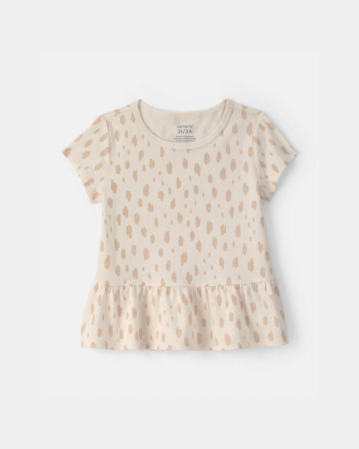 Toddler Girl Dot Relaxed Peplum Top - Cream
