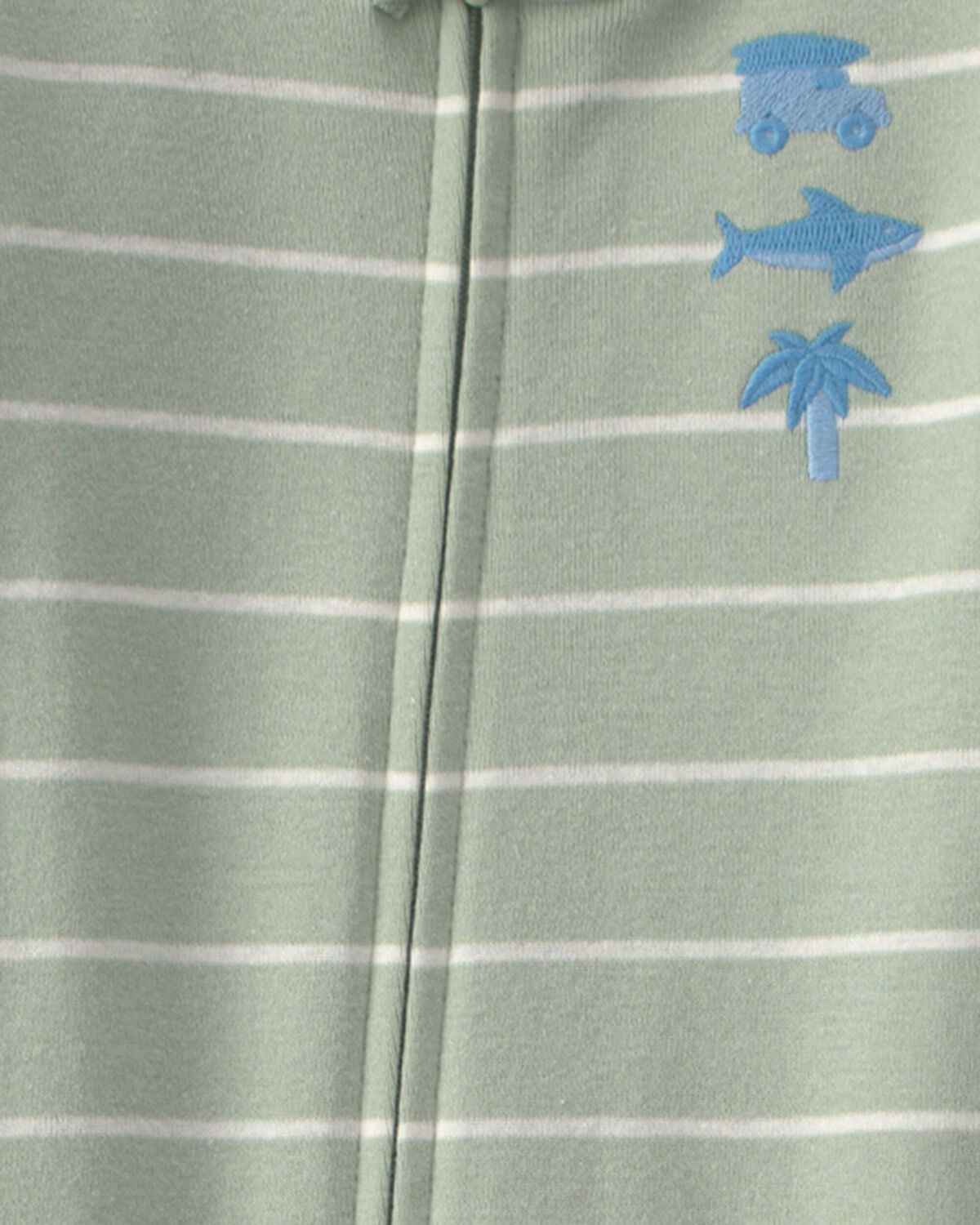 Toddler Boy Beach 100% Cotton 1-Piece Pajama - Green - Image 2