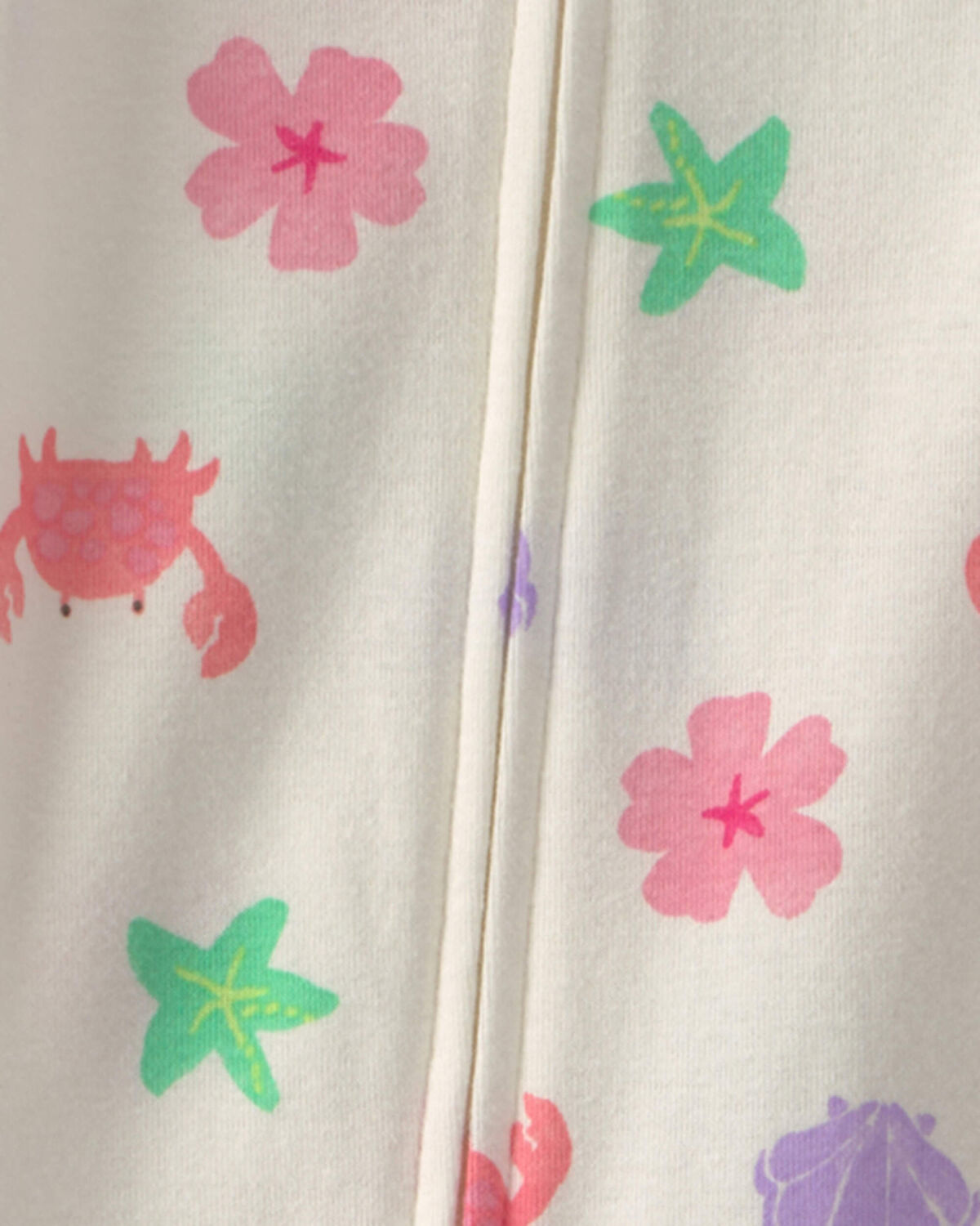 Toddler Girl Beach 100% Cotton 1-Piece Pajama - Cream - Image 2