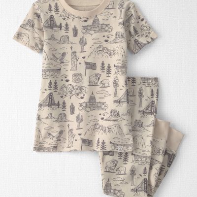 Toddler 2-Piece Organic Cotton Pajamas in Stars Stripes and Sights