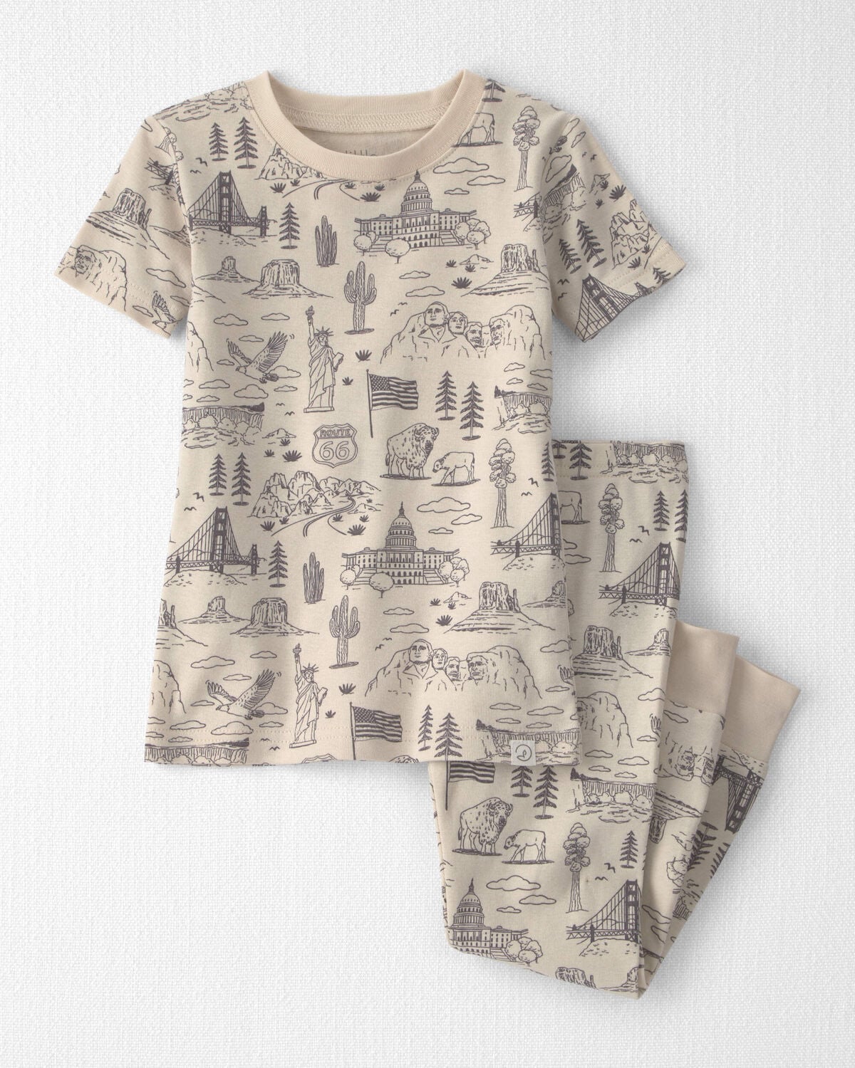 Toddler 2-Piece Organic Cotton Pajamas in Stars Stripes and Sights