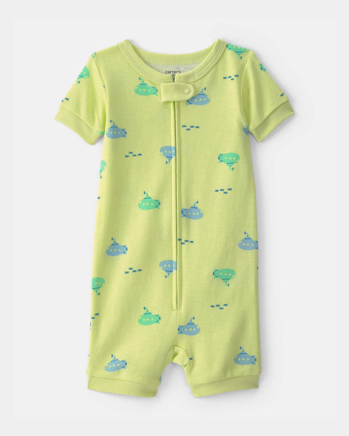 Toddler Boy Submarine 100% Cotton 1-Piece Romper Pajama - Green