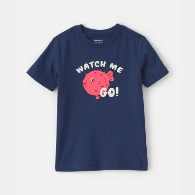 Toddler Boy Puffer Fish Graphic Tee - Navy