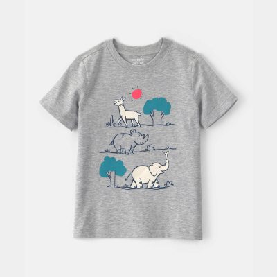 Toddler Boy Zoo Animal Graphic Tee - Grey