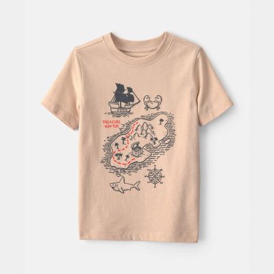 Toddler Boy Treasure Hunt Graphic Tee - Tan