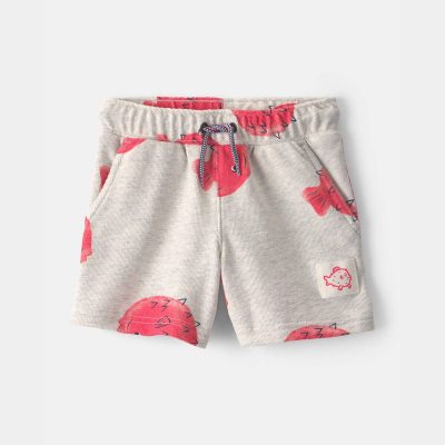 Toddler Boy Pufferfish French Terry Shorts - Grey/Red