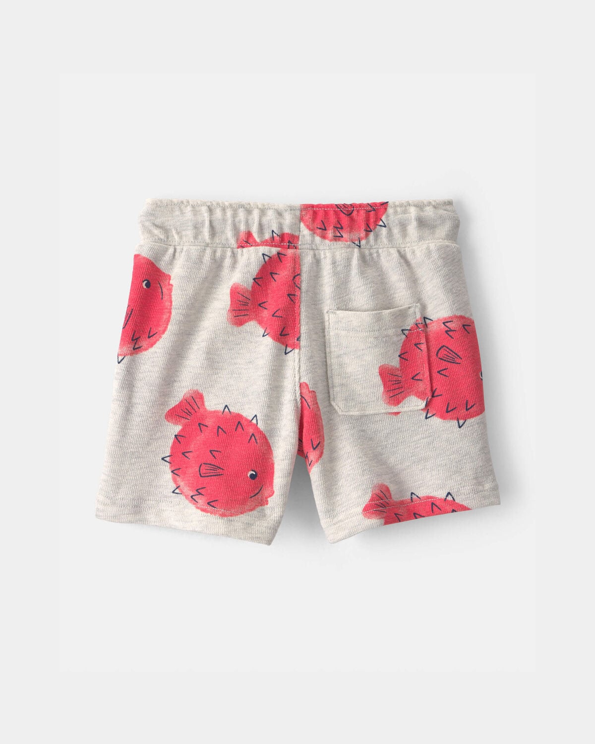 Toddler Boy Pufferfish French Terry Shorts - Grey/Red - Image 2