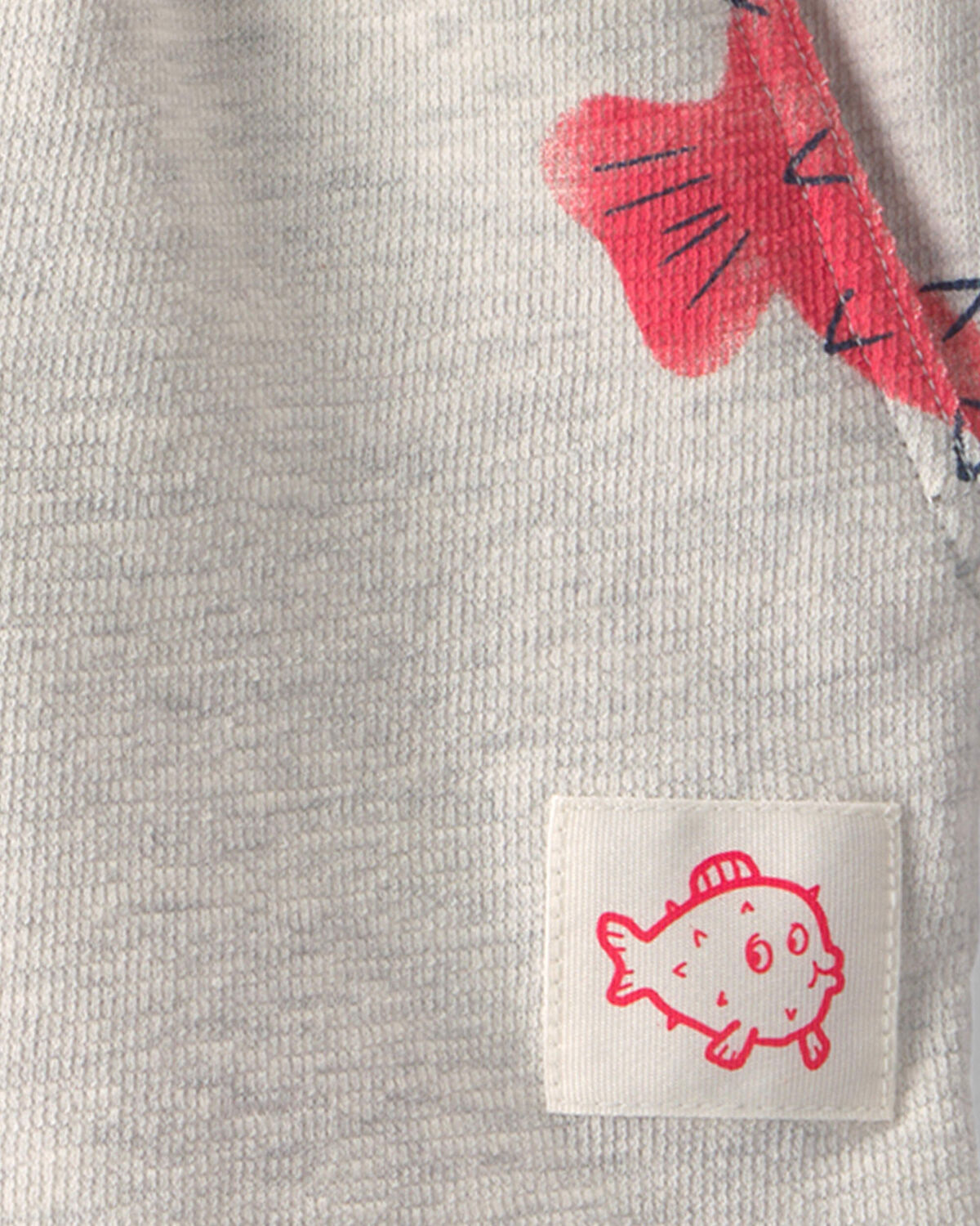 Toddler Boy Pufferfish French Terry Shorts - Grey/Red - Image 3