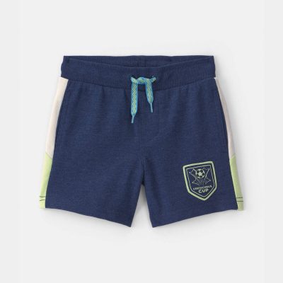 Toddler Boy Dinosaur Soccer French Terry Shorts - Navy Blue