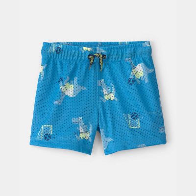 Toddler Boy Dinosaur Soccer Mesh Shorts - Blue
