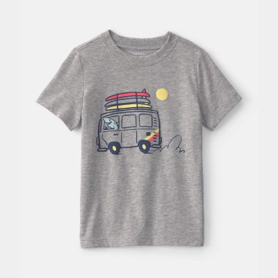 Toddler Boy Cruising Shark Graphic Tee - Grey