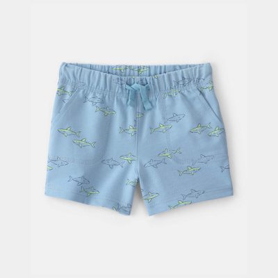 Toddler Boy Shark French Terry Shorts - Blue