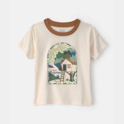 Toddler Boy 'Get Outside' Graphic Tee - Cream