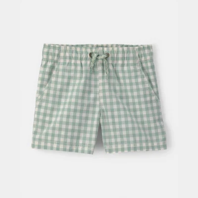 Toddler Boy Gingham Poplin Shorts - Green