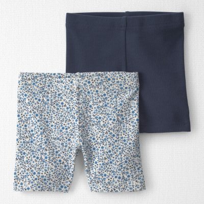 Toddler Girl 2-Pack Organic Cotton Ribbed Pedal  Shorts