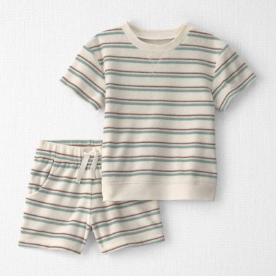 Toddler 2-Piece Terry Top & Short Set Made with Organic Cotton in Stripes