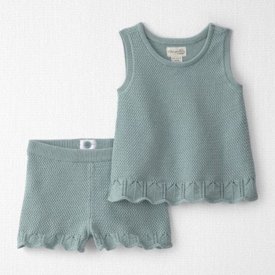 Toddler Girl 2-Piece Organic Cotton Knit Top & Short Set