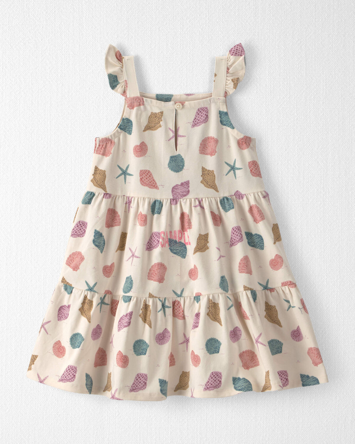 Toddler Girl Organic Cotton Tiered Dress in Seashells - Image 2