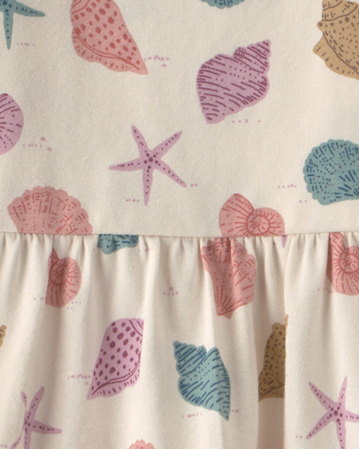 Toddler Girl Organic Cotton Tiered Dress in Seashells - Image 4